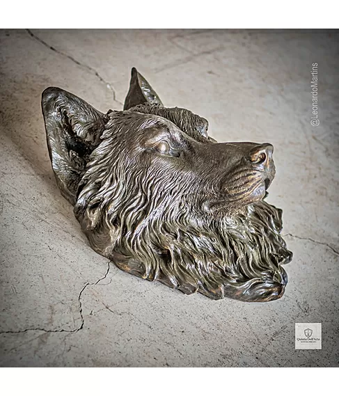 imagem de Escultura Cara de Lobo em Bronze 40cm - VRBZ351
