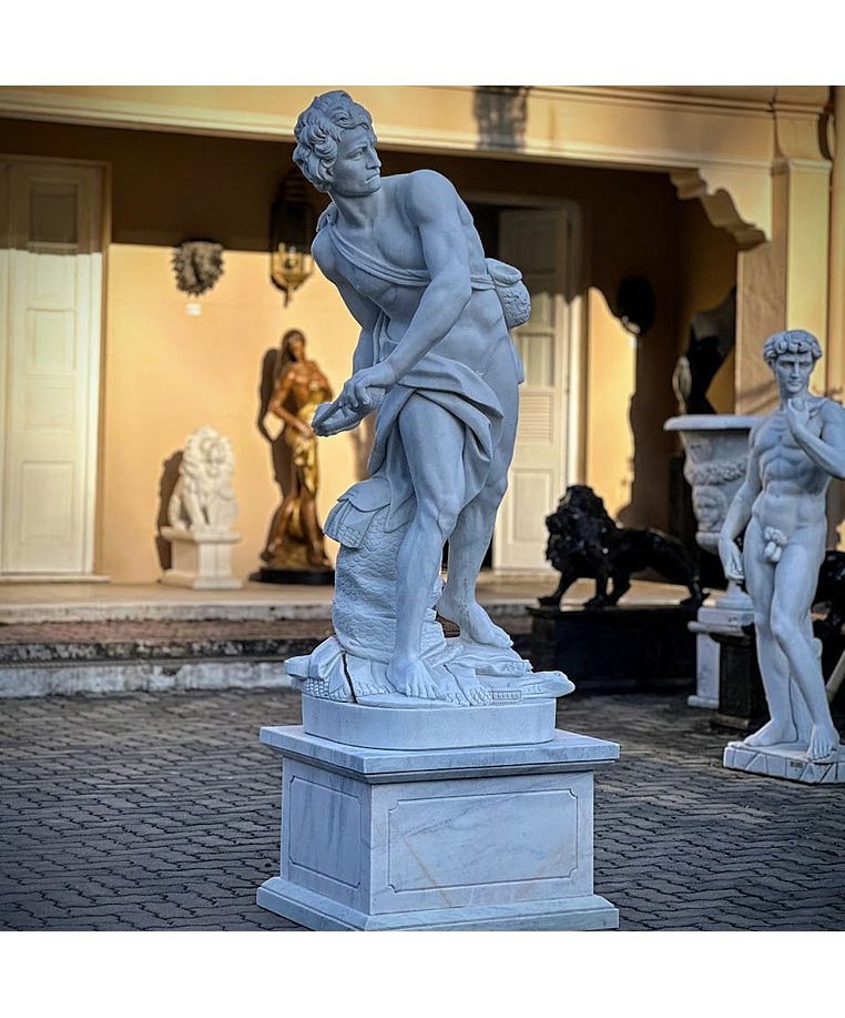 imagem do produto Escultura Davi de Bernini Mármore Branco 230cm - EMP691 Obra-Prima da Arte Barroca
