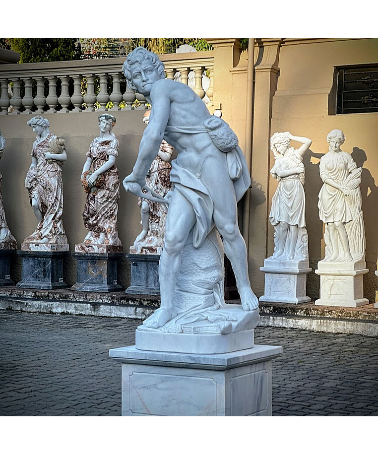 imagem do produto Escultura Davi de Bernini Mármore Branco 230cm - EMP691 Obra-Prima da Arte Barroca