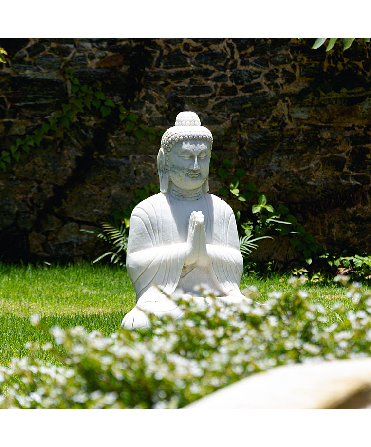 imagem do produto Escultura de Buda Sentado em M�rmore Branco 60cm - EMP132