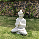 imagem do produto Escultura de Buda Sentado em M�rmore Branco 60cm - EMP132