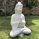 imagem do produto Escultura de Buda Sentado em M�rmore Branco 60cm - EMP132