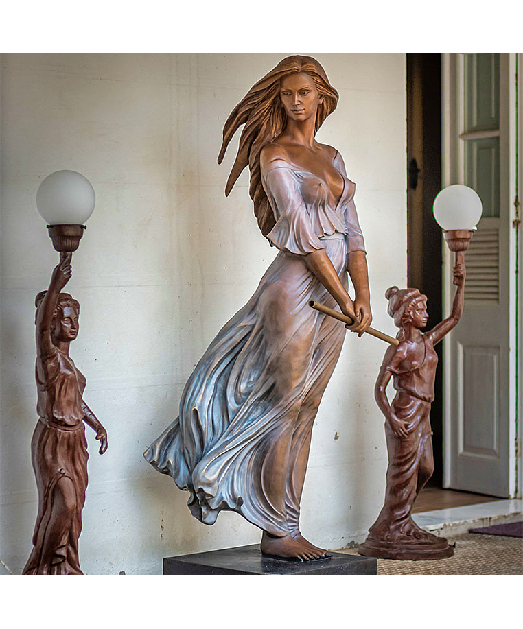 imagem do produto Escultura em Bronze Dama Flautista 190cm - EBZ571
