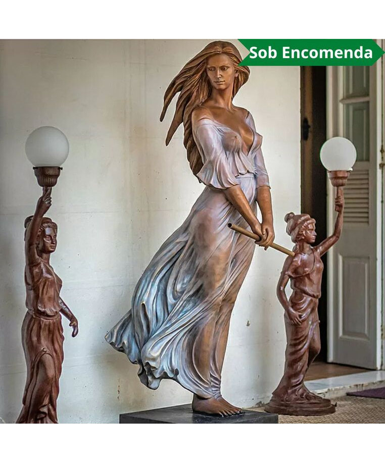 imagem do produto Escultura em Bronze Dama Flautista 190cm - EBZ571
