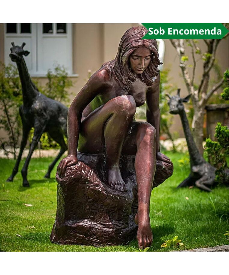 imagem do produto Escultura em Bronze Ninfa na Piscina 122cm - EBZ572