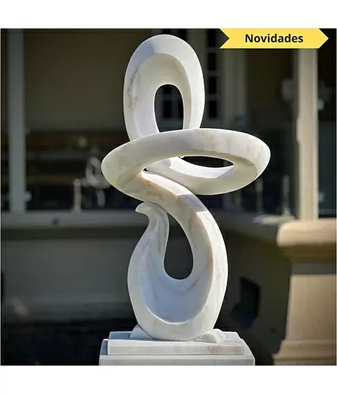 imagem de Escultura Fluxo Cont�nuo M�rmore Branco 120cm - EMP742