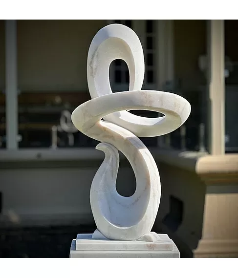 imagem de Escultura Fluxo Cont�nuo M�rmore Branco 120cm - EMP742