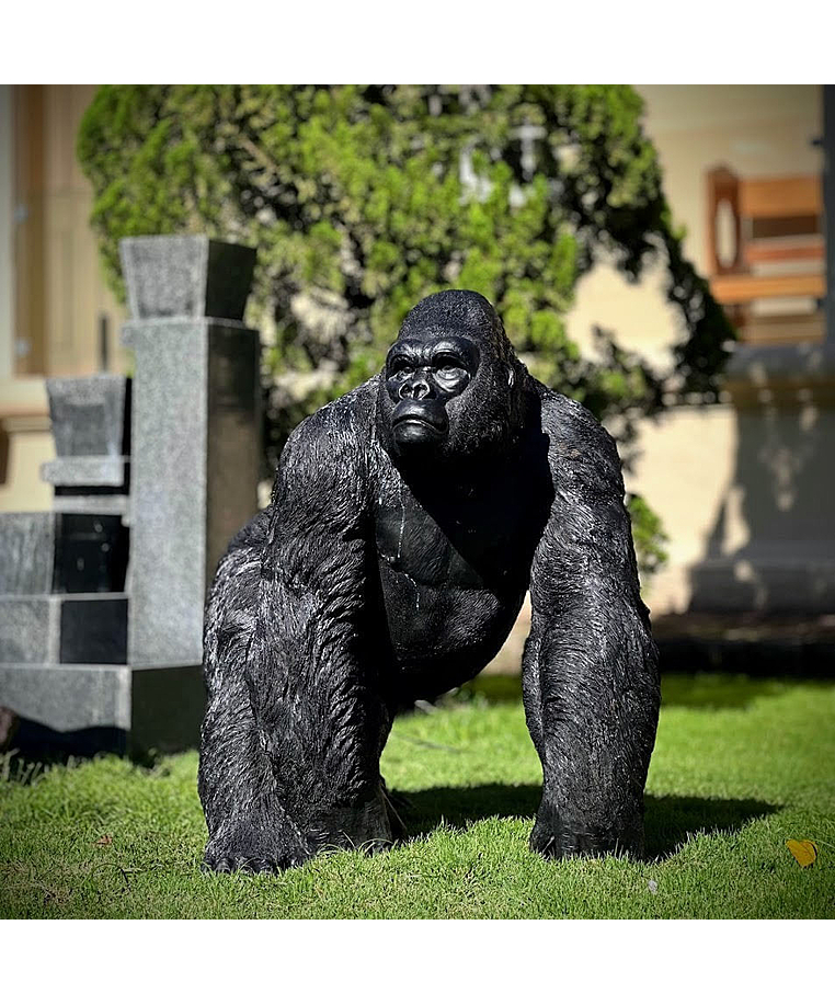 imagem do produto Escultura Gorila Alfa em Bronze 85cm - EBZ750
