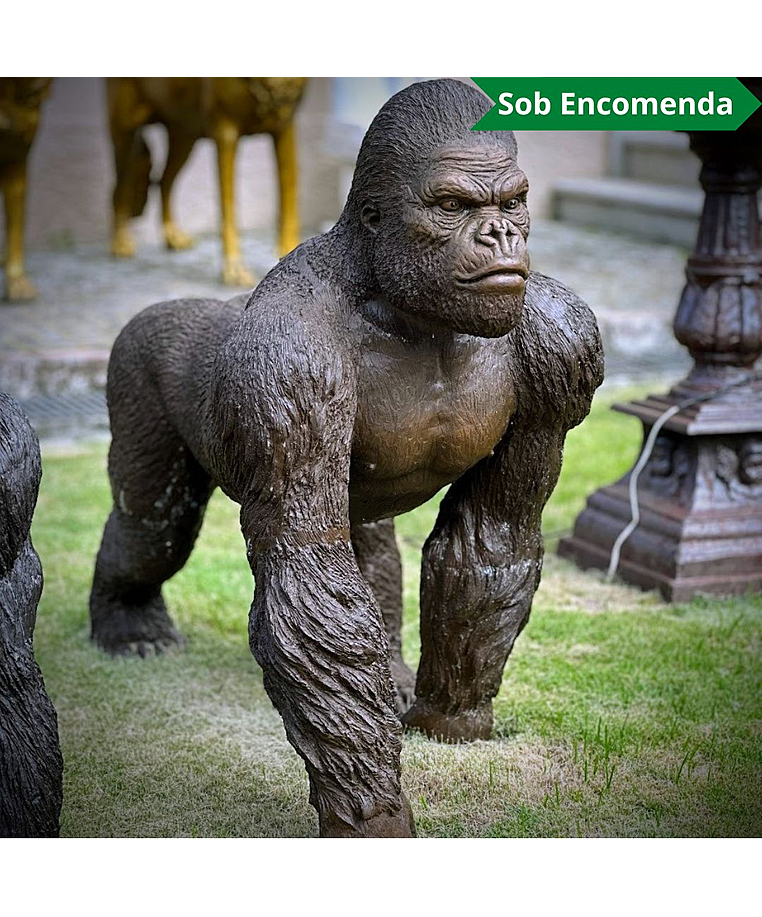 imagem do produto Escultura Gorila de Bronze Andando 105cm - EBZ710