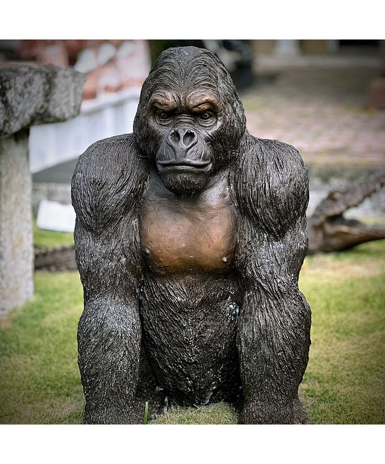 imagem do produto Escultura Gorila de Bronze Sentado 90cm - EBZ709 Elegância e Força