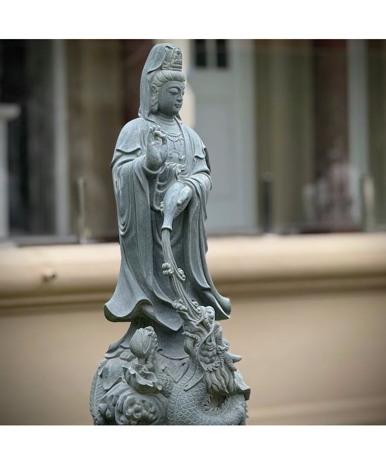 imagem do produto Escultura Guanyin Mármore Verde 100cm - EMP797 Arte Oriental para Ambientes 