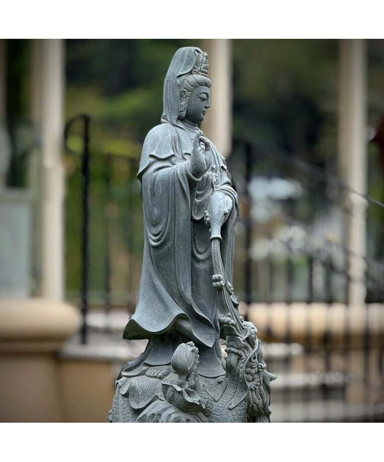 imagem do produto Escultura Guanyin Mármore Verde 100cm - EMP797 Arte Oriental para Ambientes 