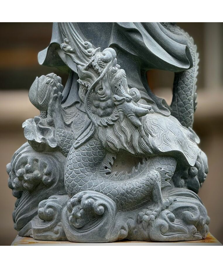 imagem do produto Escultura Guanyin Mármore Verde 100cm - EMP797 Arte Oriental para Ambientes 