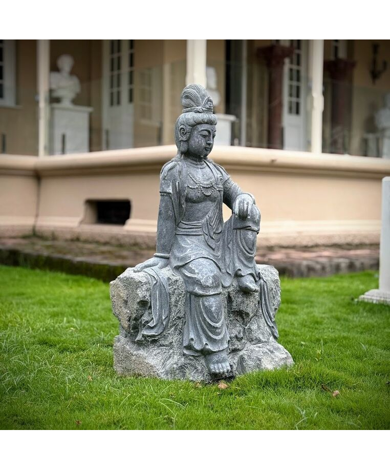 imagem do produto Escultura Guanyin Sentado em M�rmore Verde 100cm - EMP767