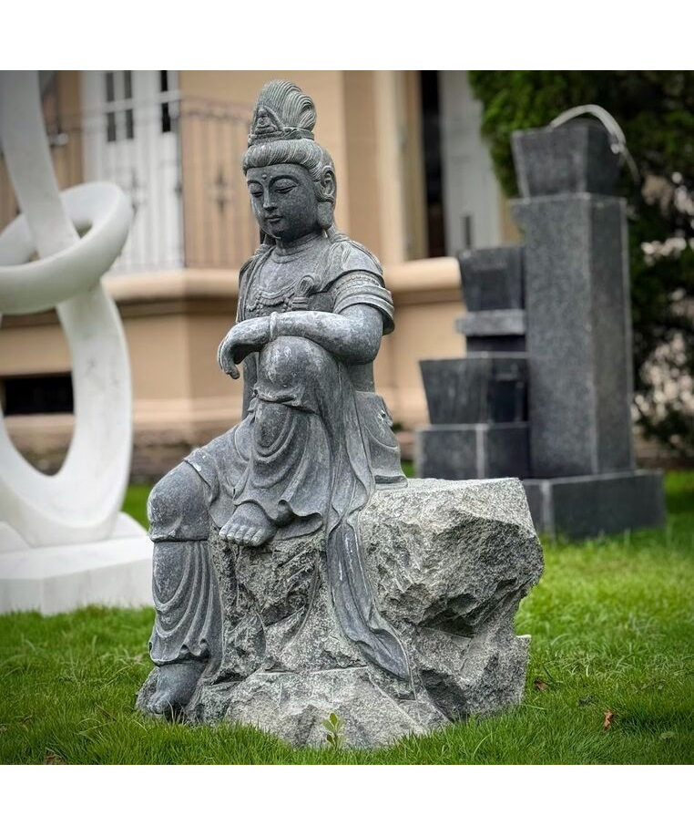 imagem do produto Escultura Guanyin Sentado em M�rmore Verde 100cm - EMP767