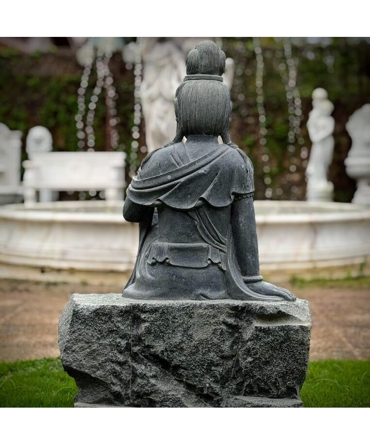 imagem do produto Escultura Guanyin Sentado em M�rmore Verde 100cm - EMP767