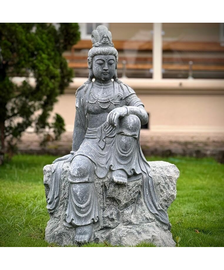 imagem do produto Escultura Guanyin Sentado em M�rmore Verde 100cm - EMP767