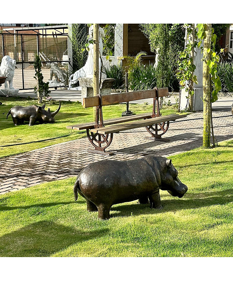 imagem do produto Escultura Hipopótamo em Bronze 45x110cm EBZ560 Presença e Robustez