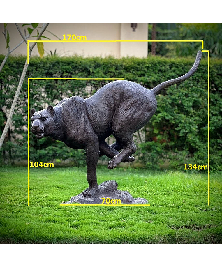 imagem do produto Escultura Impulso Felino em Bronze 134cm - EBZ718 Movimento e Elegância