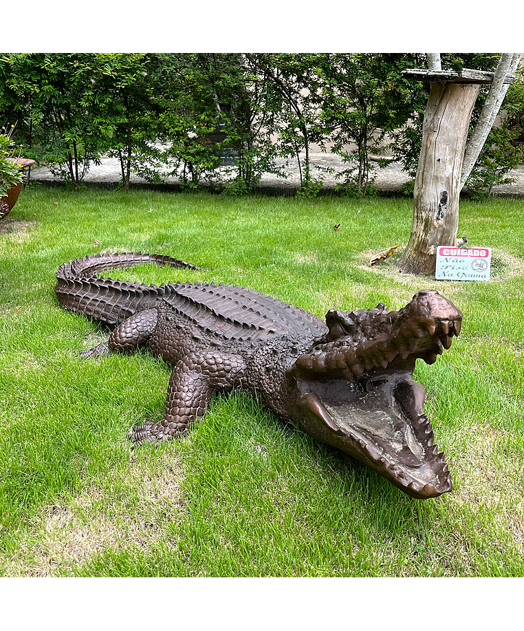 imagem do produto Escultura Jacaré em Bronze 180cm EBZ615 Imponência e Realismo