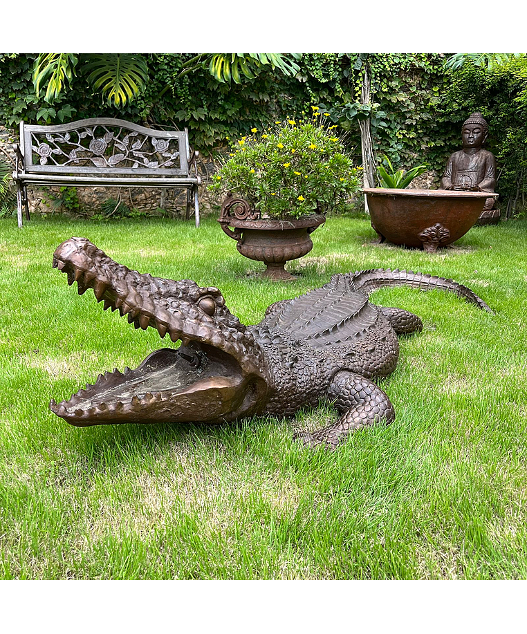 imagem do produto Escultura Jacaré em Bronze 180cm EBZ615 Imponência e Realismo