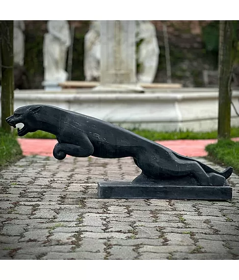 imagem de Escultura Jaguar M�rmore Preto 46cm - EMP714