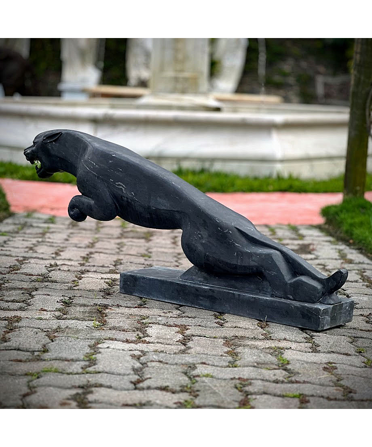 imagem do produto Escultura Jaguar M�rmore Preto 46cm - EMP714