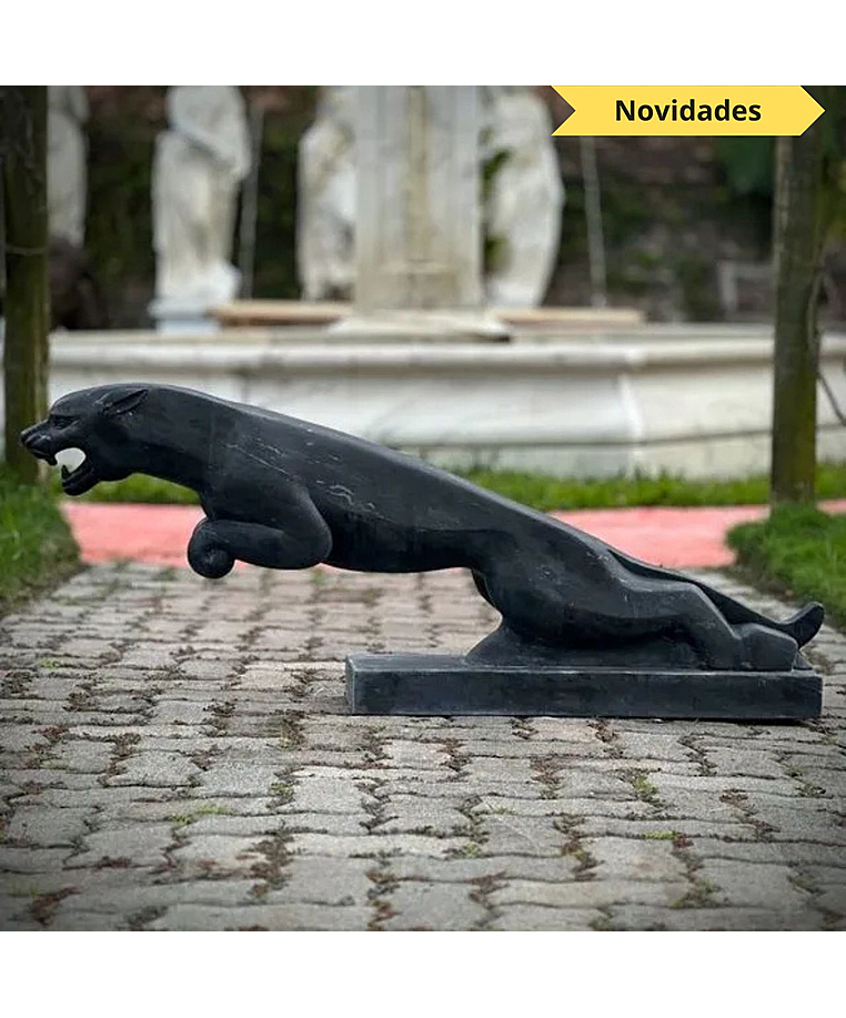 imagem do produto Escultura Jaguar M�rmore Preto 46cm - EMP714