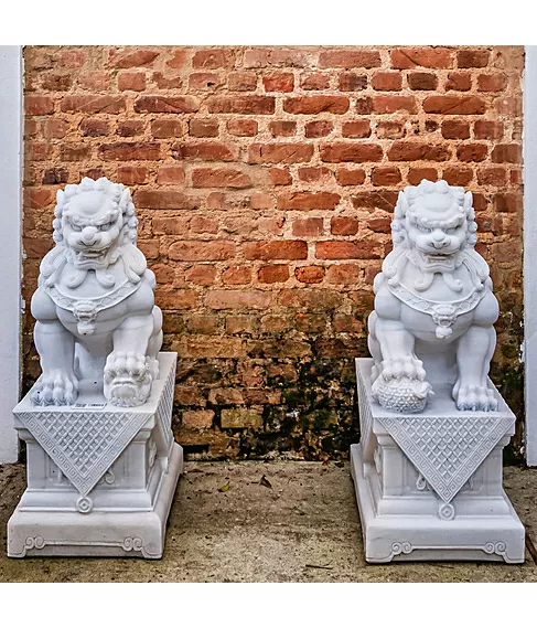 imagem de Escultura Leão Chinês em Mármore 100cm EMP493