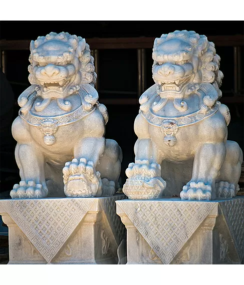 imagem de Escultura Leão Chinês em Mármore 100cm EMP493