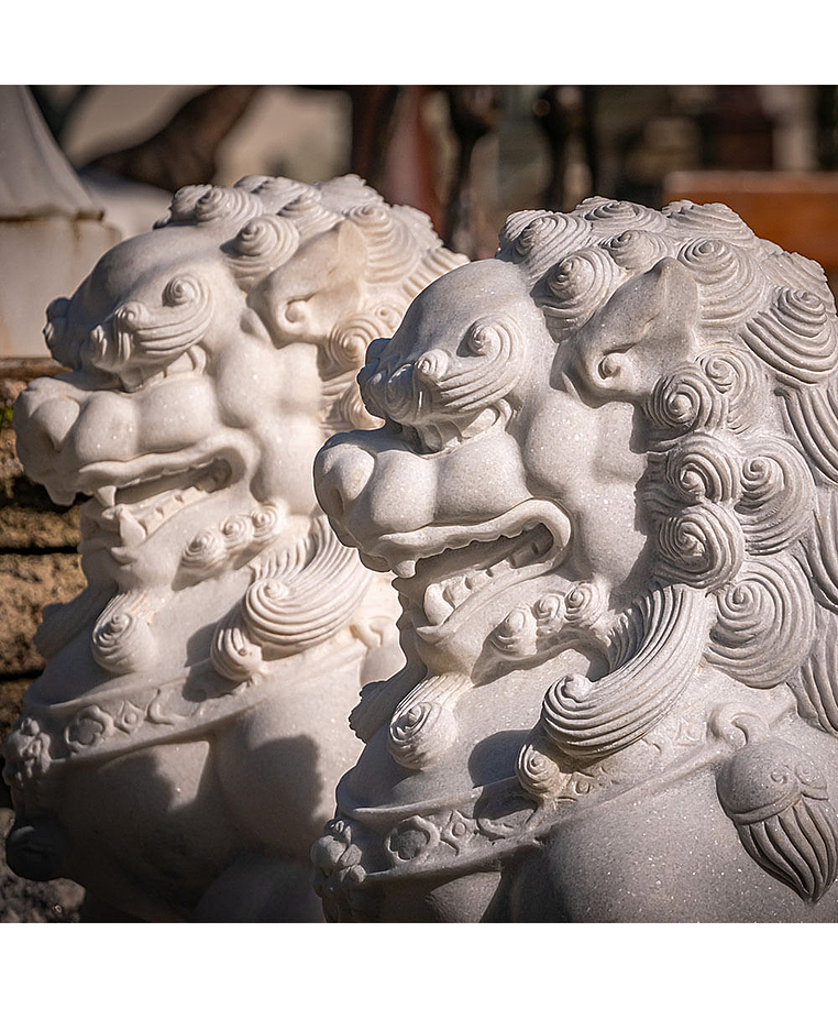 imagem do produto Escultura Leão Chinês em Mármore 100cm EMP493