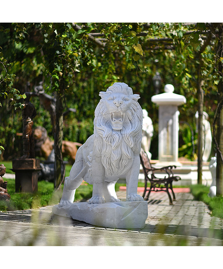 imagem do produto Escultura Leão em Mármore Branco 145cm - EMP450 Escultura de Luxo
