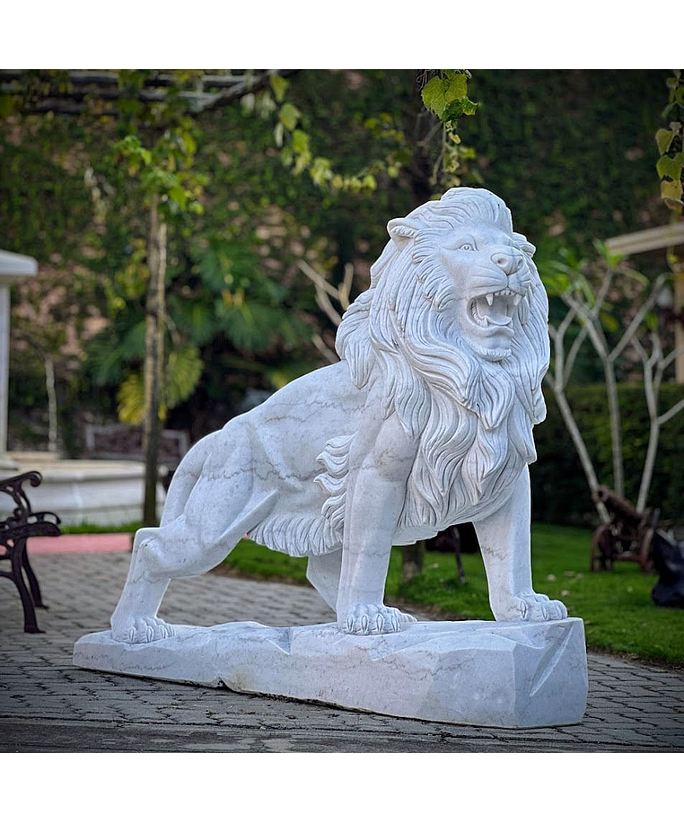 imagem do produto Escultura Leão em Mármore Branco 145cm - EMP450 Escultura de Luxo