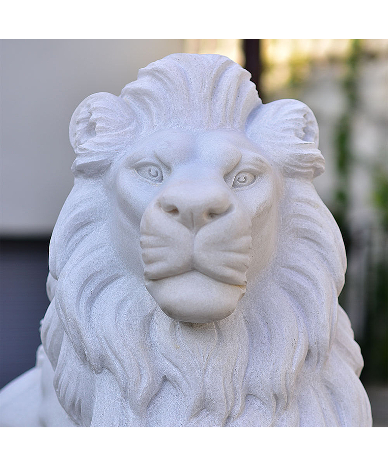 imagem do produto Escultura Leão Sentado em Mármore Branco 120cm EMP510 Elegância Clássica