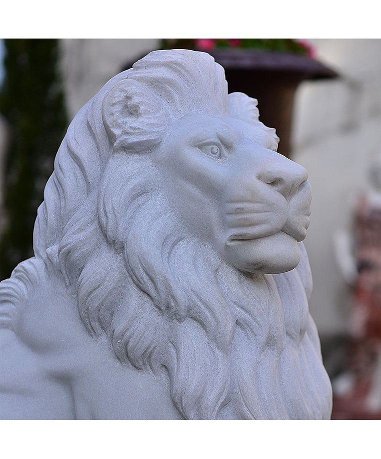 imagem do produto Escultura Leão Sentado em Mármore Branco 120cm EMP510 Elegância Clássica