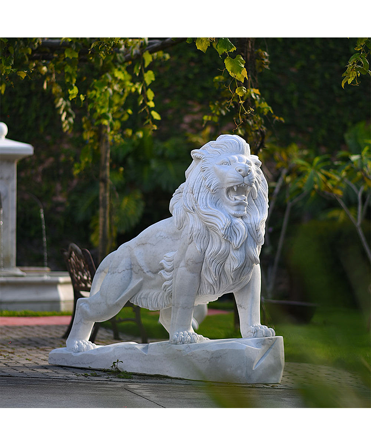 imagem do produto Escultura Le�o em M�rmore Branco 145cm - EMP450