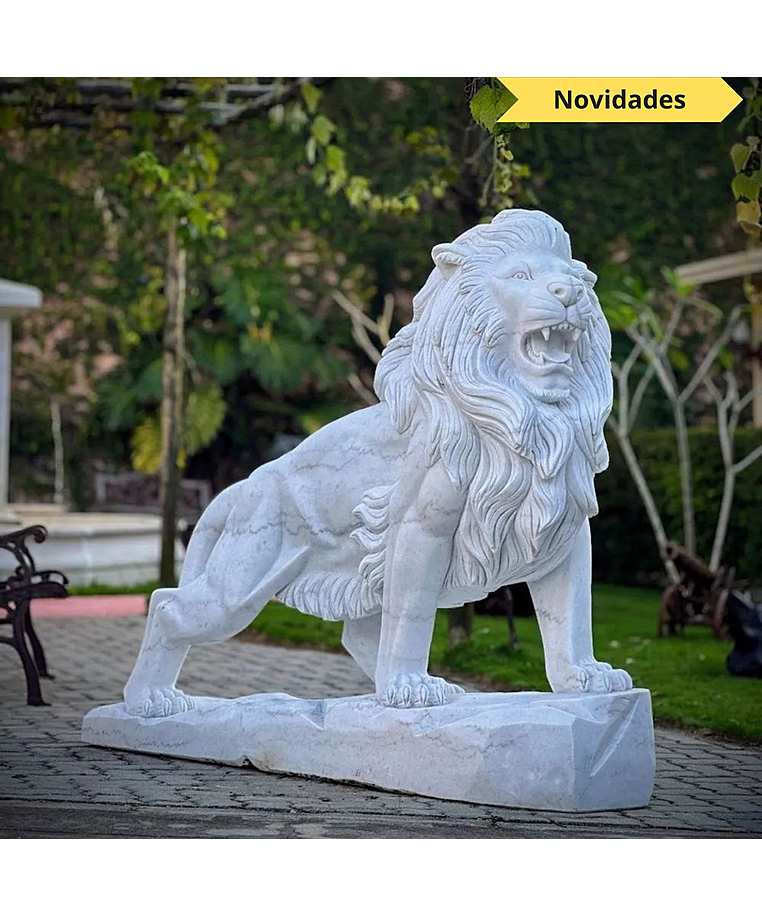 imagem do produto Escultura Le�o em M�rmore Branco 145cm - EMP450