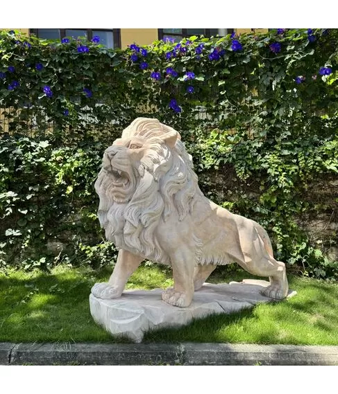 imagem de Escultura Le�o em M�rmore Rosa 145cm - EMP449E