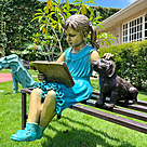 imagem do produto Escultura Menina com Cachorro no Banco 132cm - EBZ604