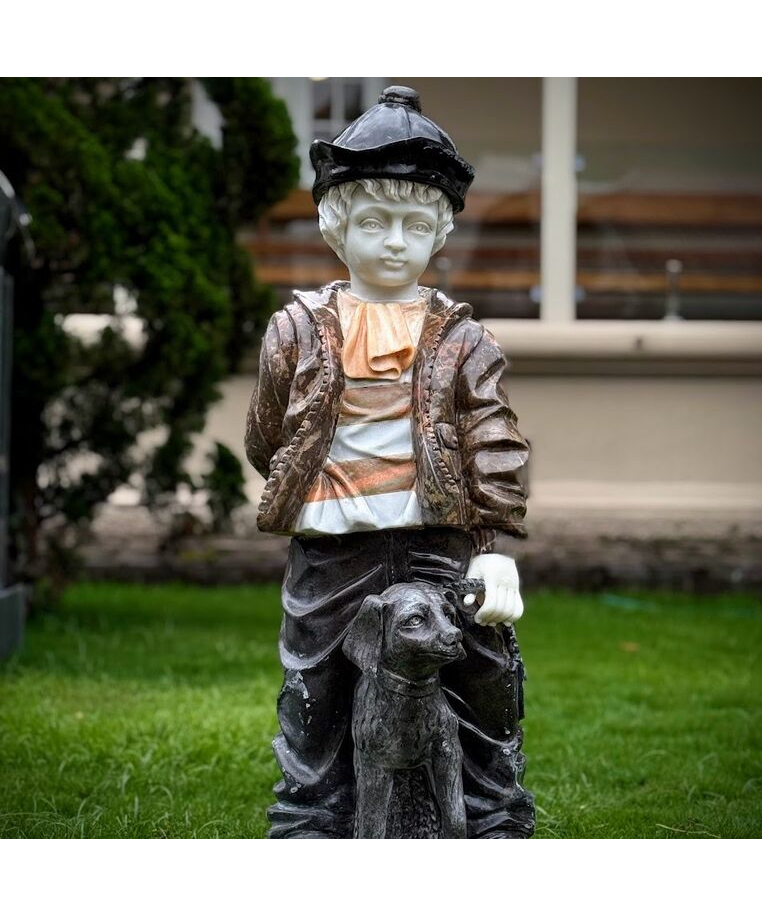 imagem do produto Escultura Menino e Cachorro Mármore Color 100cm - EMP761 Arte Decorativa 