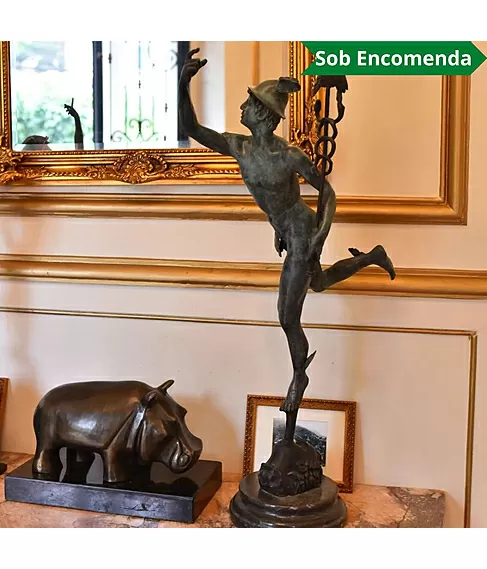 imagem de Escultura Mercúrio em Bronze 87cm EBZ574 Movimento e Elegância