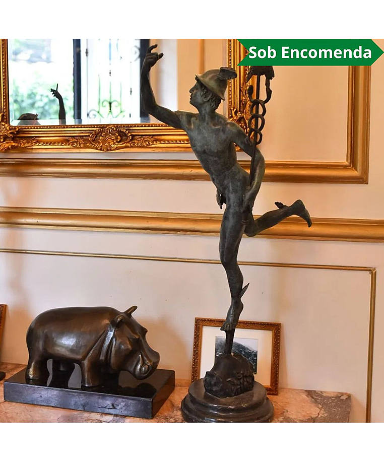 imagem do produto Escultura Mercúrio em Bronze 87cm EBZ574 Movimento e Elegância