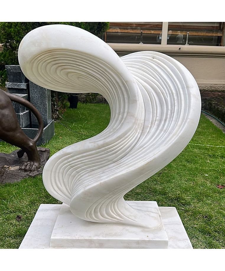 imagem do produto Escultura Ondas de Pedra Mármore Branco 120cm - EMP738 Para Ambientes Contemporâneos