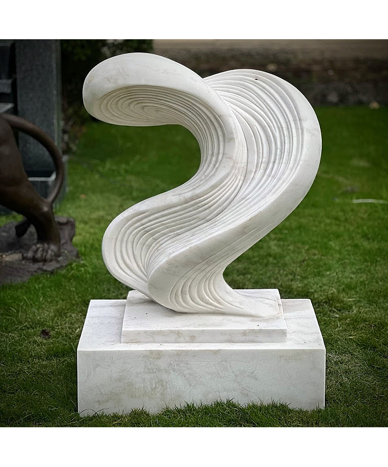 imagem do produto Escultura Ondas de Pedra Mármore Branco 120cm - EMP738 Para Ambientes Contemporâneos