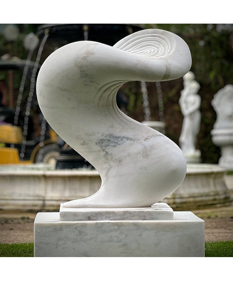 imagem do produto Escultura Ondas de Pedra Mármore Branco 120cm - EMP738 Para Ambientes Contemporâneos