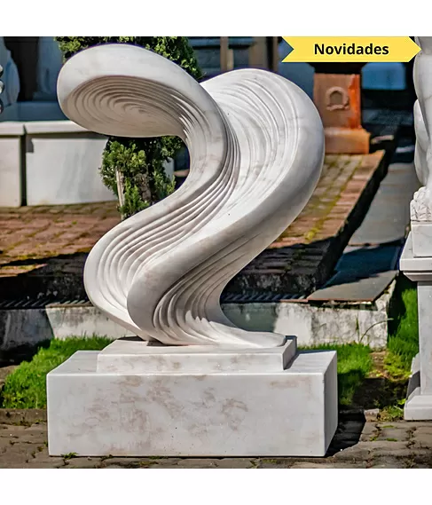imagem de Escultura Ondas de Pedra M�rmore Branco 120cm - EMP738