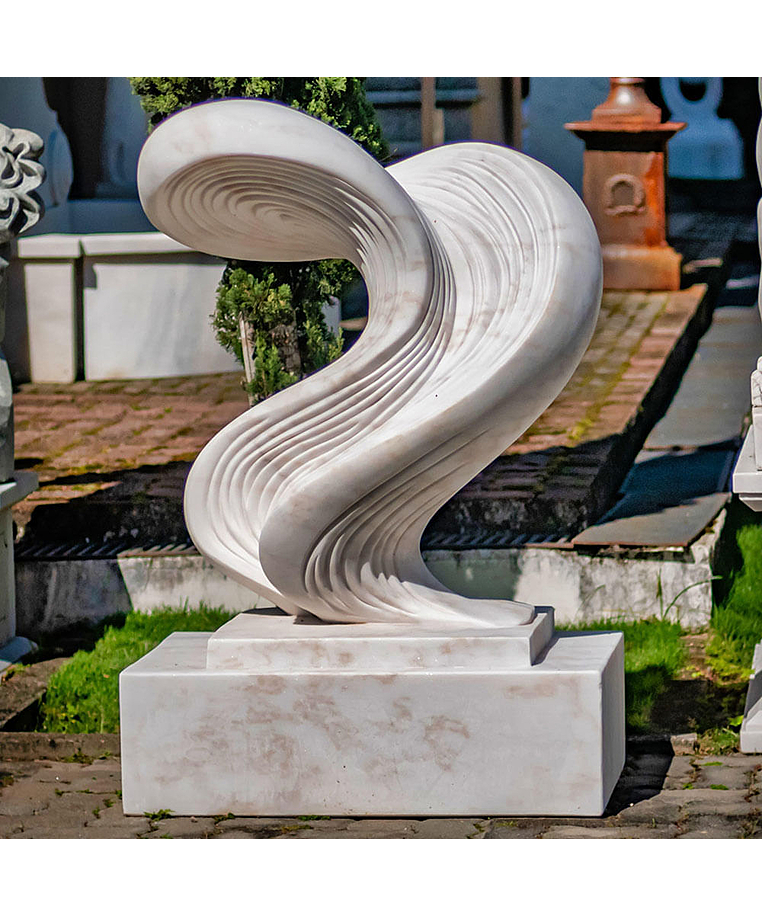 imagem do produto Escultura Ondas de Pedra M�rmore Branco 120cm - EMP738