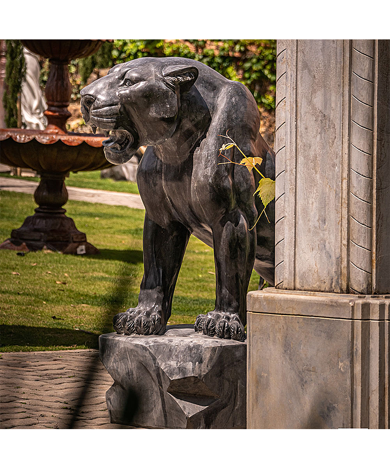 imagem do produto Escultura Pantera Mármore Preto 120cm - EMP548D