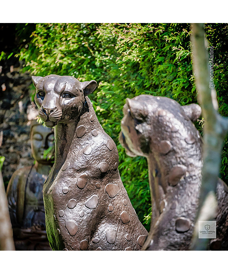 imagem do produto Escultura Par de Guepardos em Bronze 100cm - EBZ719 Paisagismo de Luxo