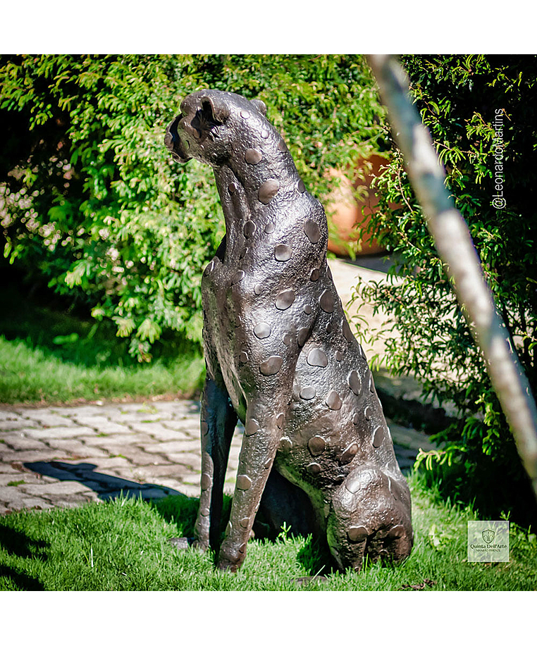 imagem do produto Escultura Par de Guepardos em Bronze 100cm - EBZ719 Paisagismo de Luxo